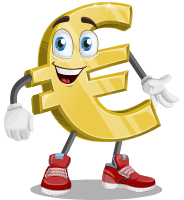 Euro Sign Cartoon Vector Character AKA Euro Wealthon